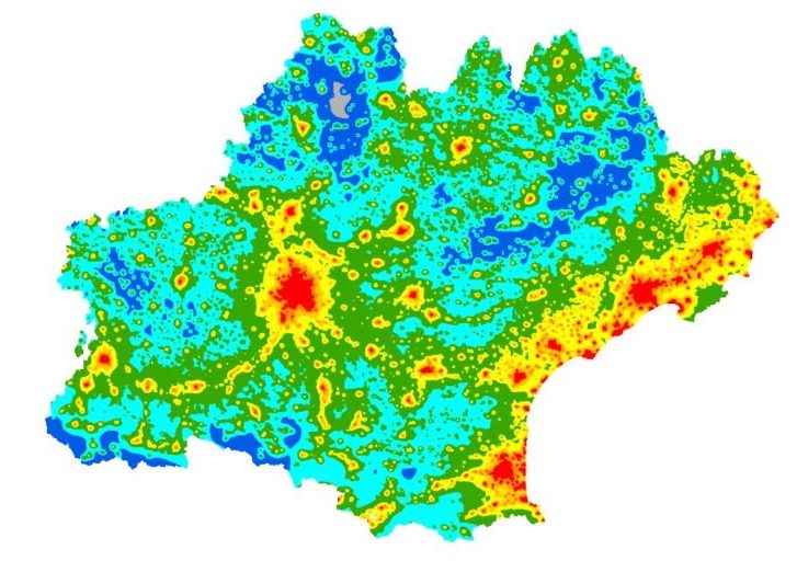 1ère cartographie régionale de pollution lumineuse